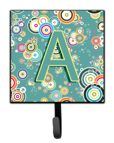 Circle Circle Teal Initial Alphabet Leash or Key Holder (size: 4.25 x 7)