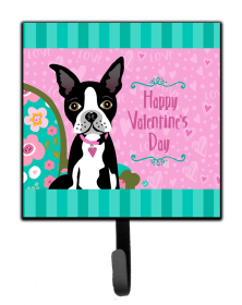 Valentine's Day Dog Leash or Key Holder (Color: Happy Valentine's Day Boston Terrier, size: 4.25 x 7)
