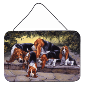 Wall or Door Hanging Prints (Color: Basset Hound Puppies, Momma and Daddy, size: 8 x 12)