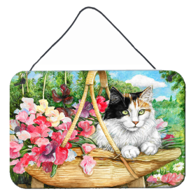 Wall or Door Hanging Prints (Color: Cat - Cat In Basket, size: 8 x 12)