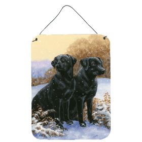 Wall or Door Hanging Prints (Color: Black Labradors Snowy Day, size: 12 x 16)