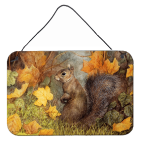 Wall or Door Hanging Prints (Color: Grey Squirrel in Fall Leaves, size: 8 x 12)