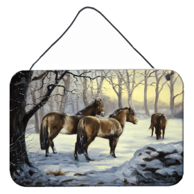 Wall or Door Hanging Prints (Color: Horses in Snow by Daphne Baxter, size: 8 x 12)