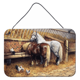 Wall or Door Hanging Prints (Color: Horses Eating with the Chickens, size: 8 x 12)