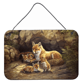 Wall or Door Hanging Prints (Color: Fox Family Foxes by the Den, size: 8 x 12)