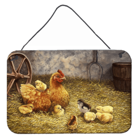 Wall or Door Hanging Prints (Color: Chicken Hen and Her Chicks, size: 8 x 12)
