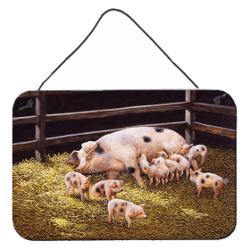 Wall or Door Hanging Prints (Color: Pigs Piglets at Dinner Time, size: 8 x 12)
