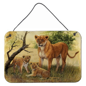 Wall or Door Hanging Prints (Color: Lion and Cubs by Daphne Baxter, size: 8 x 12)