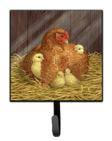 Bird Art Design Leash or Key Holder (Color: My Little Chickadees Hen with Chicks, size: 4.25 x 7)