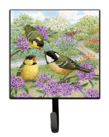 Bird Art Design Leash or Key Holder (Color: Coal Tits Feeding Time, size: 4.25 x 7)