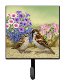 Bird Art Design Leash or Key Holder (Color: House Sparrows Feeding Time, size: 4.25 x 7)