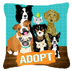 Adopt Pets Adoption Fabric Decorative Pillow (size: 18 x 18)