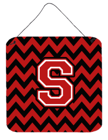 Letter Chevron Wall or Door Hanging Prints (Color: Black/Red, size: 6 x 6)