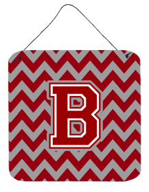 Letter Chevron Wall or Door Hanging Prints (Color: Maroon/White, size: 6 x 6)