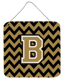 Letter Chevron Wall or Door Hanging Prints (Color: Black/Gold, size: 6 x 6)