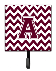 Letter Chevron Maroon and White  Leash or Key Holder (size: 4.25 x 7)