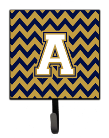 Letter Chevron Navy Blue and Gold Leash or Key Holder (size: 4.25 x 7)