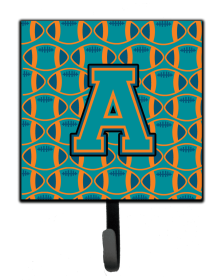 Letter Football Aqua, Orange and Marine Blue Leash or Key Holder (size: 4.25 x 7)