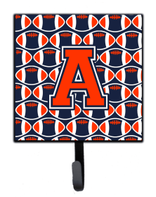 Letter Football Orange, Blue and white Leash or Key Holder (size: 4.25 x 7)