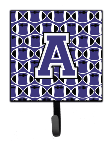 Letter Football Purple and White Leash or Key Holder (size: 4.25 x 7)