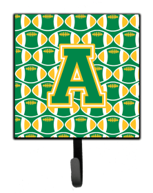 Letter Football Green and Gold Leash or Key Holder (size: 4.25 x 7)