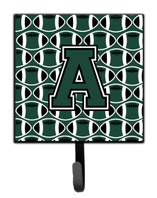 Letter Football Green and White Leash or Key Holder (size: 4.25 x 7)