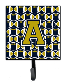 Letter Football Blue and Gold Leash or Key Holder (size: 4.25 x 7)