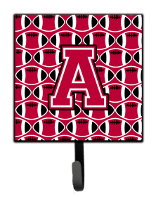 Letter Football Crimson and White Leash or Key Holder (size: 4.25 x 7)