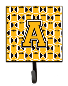 Monogram Letter Football Leash or Key Holder (Color: Black/Old Gold/White, size: 4.25 x 7)