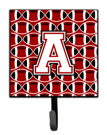 Monogram Letter Football Leash or Key Holder (Color: Cardinal/White, size: 4.25 x 7)