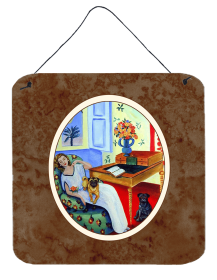 Lady with her Pug Wall or Door Hanging Prints (Color: 7166DS66, size: 6 x 6)