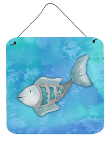 Blue Fish Watercolor Wall or Door Hanging Prints (Color: BB7386DS66, size: 6 x 6)