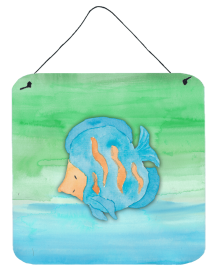 Blue Fish Watercolor Wall or Door Hanging Prints (Color: BB7419DS66, size: 6 x 6)