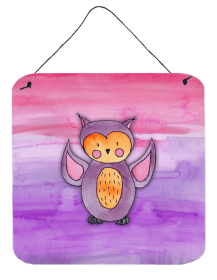 Pink and Purple Owl Watercolor Wall or Door Hanging Prints (Color: BB7428DS66, size: 6 x 6)