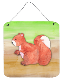 Squirrel Watercolor Wall or Door Hanging Prints (Color: BB7431DS66, size: 6 x 6)