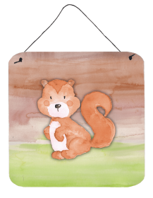 Squirrel Watercolor Wall or Door Hanging Prints (Color: BB7439DS66, size: 6 x 6)