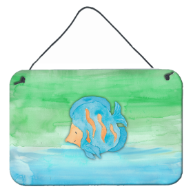 Blue Fish Watercolor Wall or Door Hanging Prints (Color: BB7419DS812, size: 8 x 12)