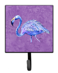 Bird Art Design Leash or Key Holder (Color: Flamingo on Purple, size: 4.25 x 7)