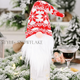 Holiday Gnome Wine Hat, Party Gift Decor (Color: Snowflake)