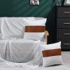 Cotton And Faux Leather Throw Pillow Cover