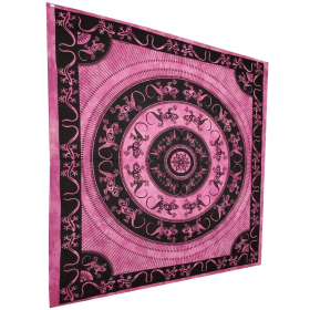 Lizard Mandala Bohemian Tapestry Bedsheet (Color: Pink, size: 90" x 80")
