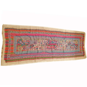Three Layered Handspun Design Embroidered Table Runner and Stole (Color: Multi-Color)