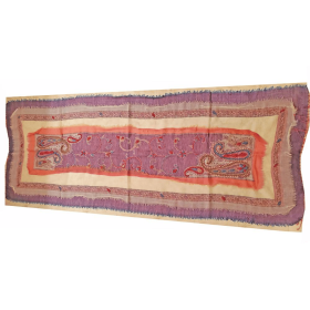 Three Layered Handspun Design Embroidered Table Runner and Stole (Color: Purple)