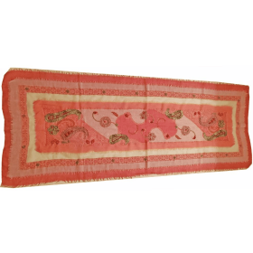 Three Layered Handspun Design Embroidered Table Runner and Stole (Color: Red)