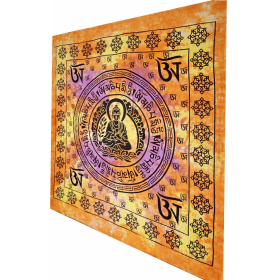 Buddhist Om Symbol Full Size Tapestry Wall Hanging with Seven Chakra Symbol Border (Color: Purple, size: 90 x 80)