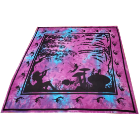 Calling All Fairies Full Size Wall Tapestry (Color: Turquoise/Pink, size: 90 x 80)