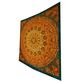 Chakra Star Indian Elephant Mandala Tapestry (Color: green, size: 90 x 80)