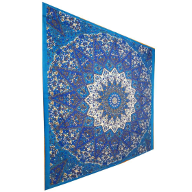 Chakra Star Indian Elephant Mandala Tapestry (Color: Blue, size: 90 x 80)