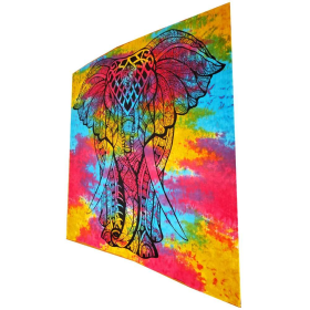 Indian Bohemian Elephant Tapestry Full Size Psychedelic Wall Hanging Decoration (Color: Blue)