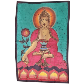 Buddha Calling the Earth to Witness Mudra Enlightenment Double Sided Banner (Color: orange)